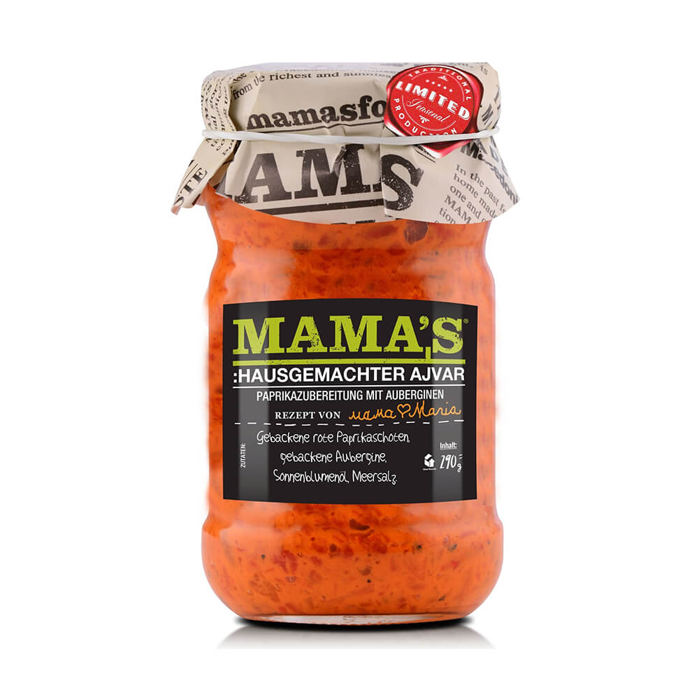 Mama's Ajvar Mild Paprika mit Aubergine Aufstrich Sauce 290g