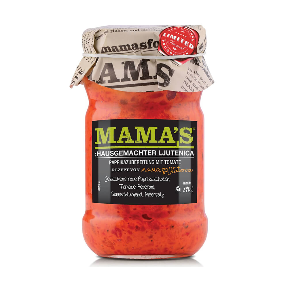 Mama's Ljutenica Paprika mit Paprika Tomate Aufstrich Sauce 290g